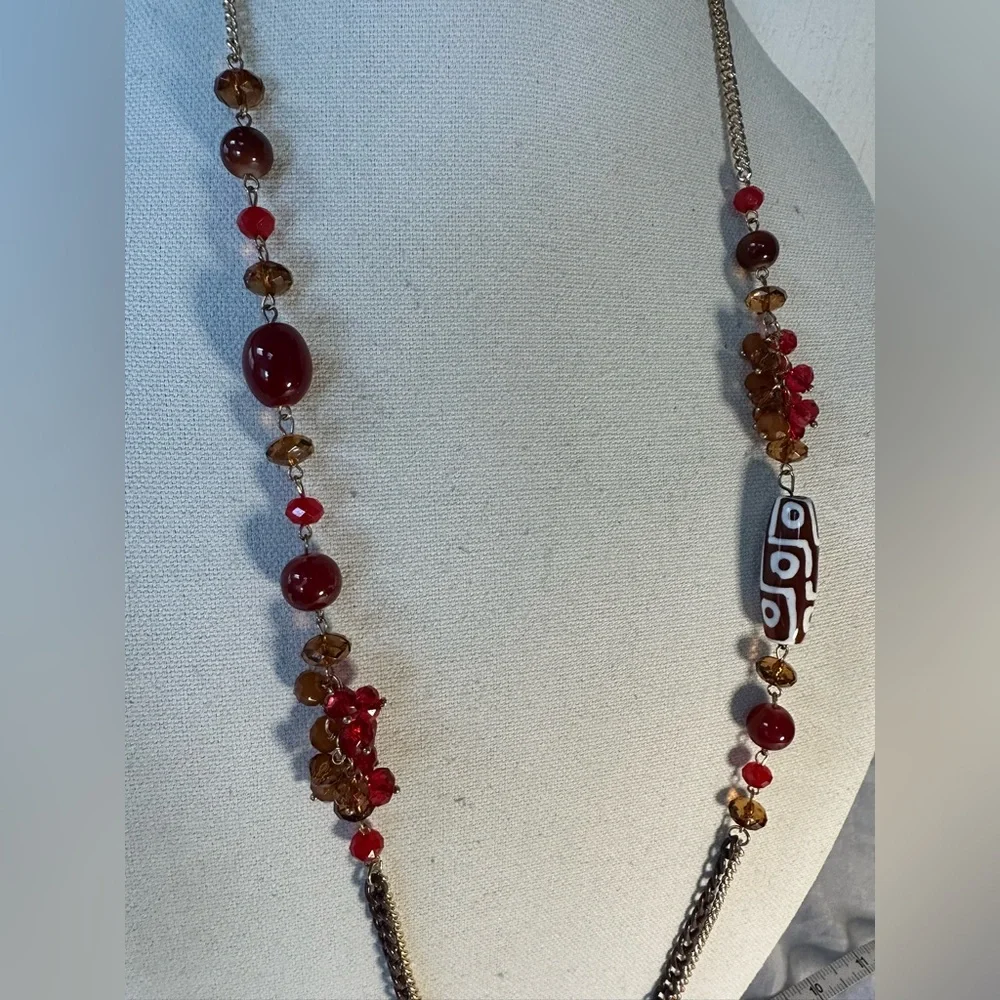 Long goldtone sparkly statement necklace